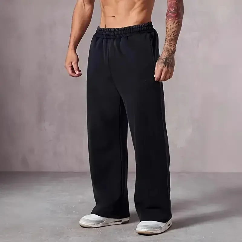 Pantalones deportivos de pierna ancha de gran tamaño para hombre, pantalones holgados con cintura elástica, pantalones de invierno transpirables