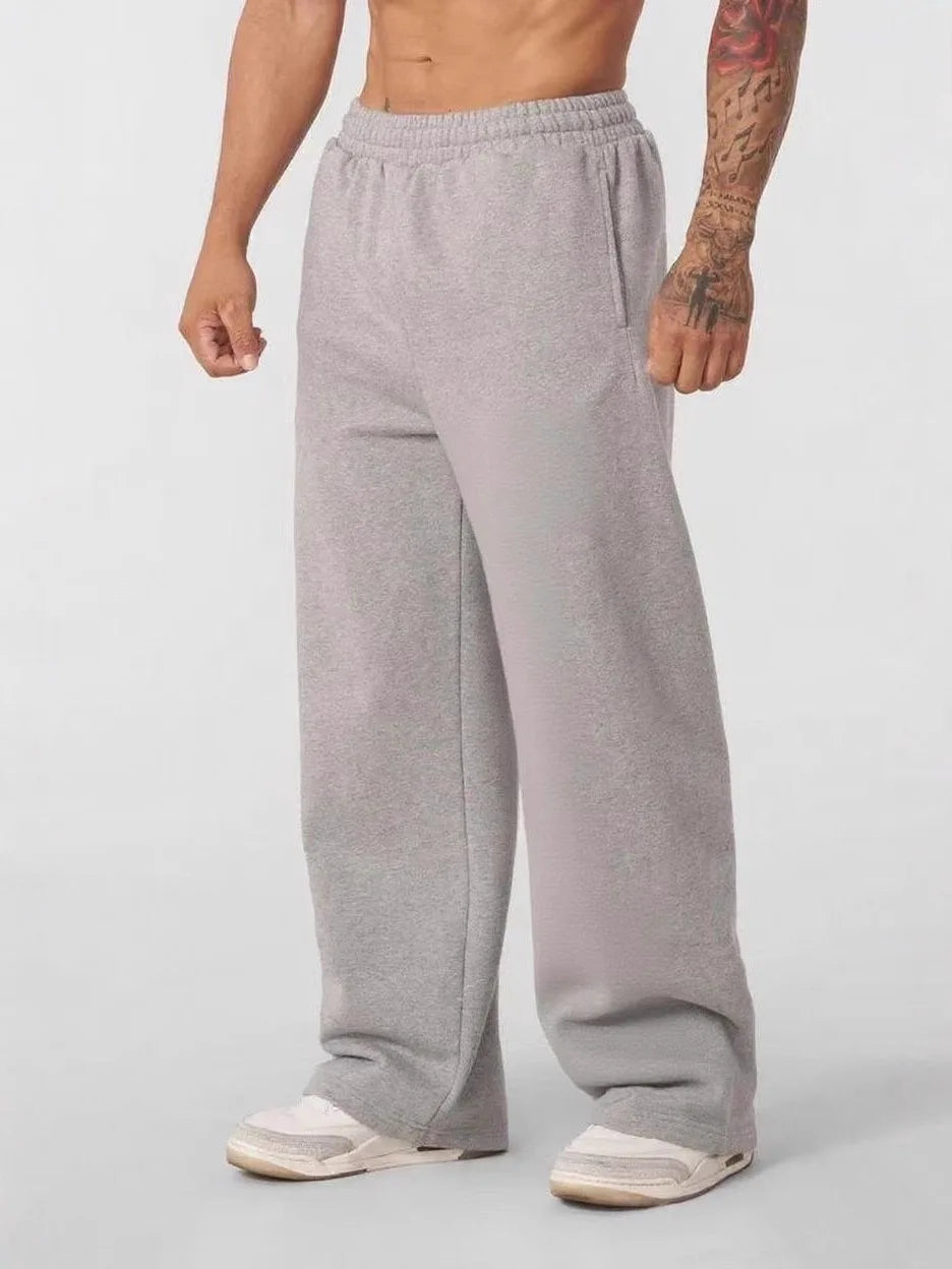 Pantalones deportivos de pierna ancha de gran tamaño para hombre, pantalones holgados con cintura elástica, pantalones de invierno transpirables