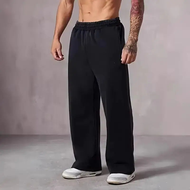 Pantalones deportivos de pierna ancha de gran tamaño para hombre, pantalones holgados con cintura elástica, pantalones de invierno transpirables